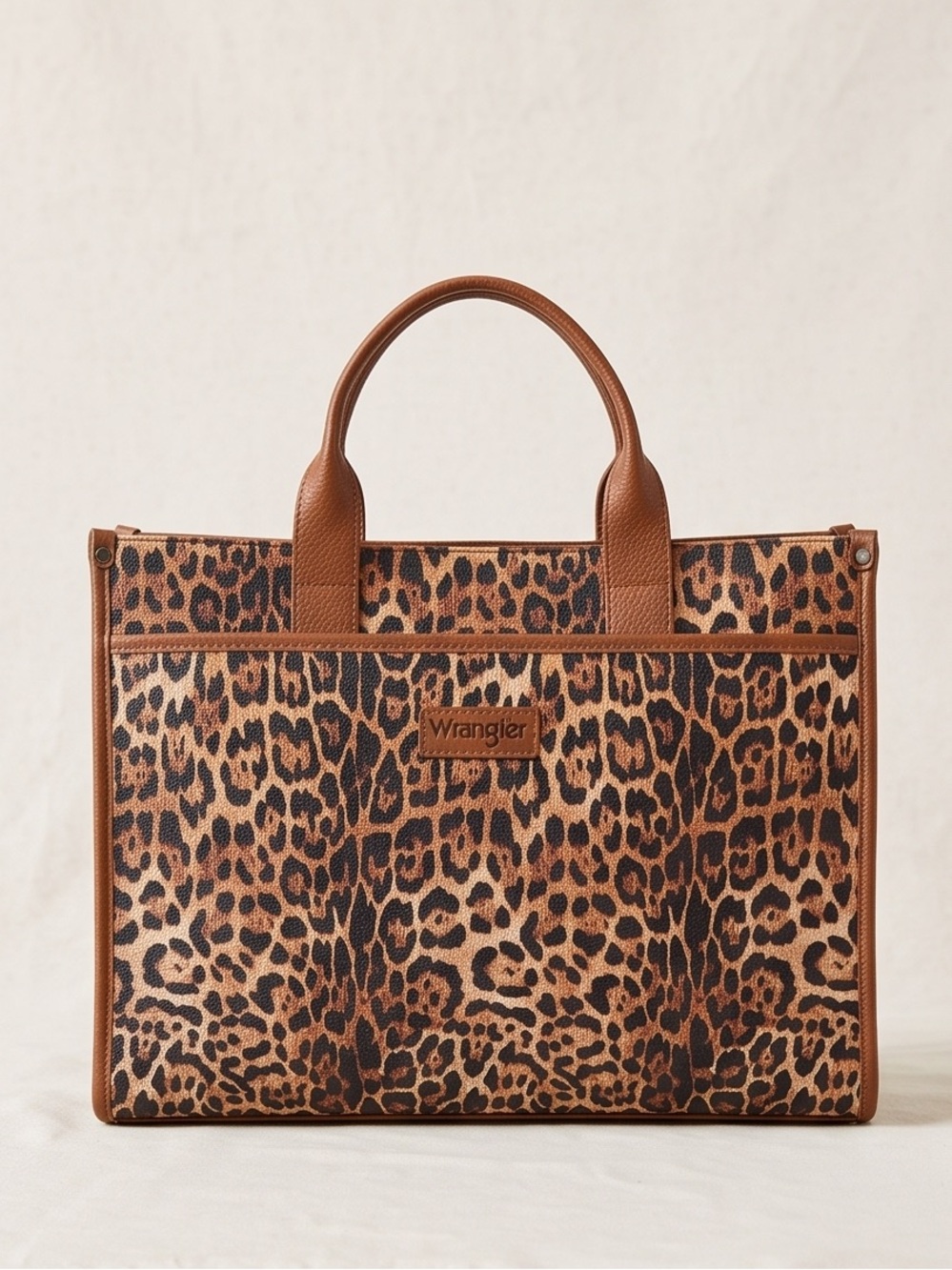 Wrangler Leopard-Print Tote in Brown and Black